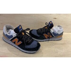 New Balance 574 Mens 10 Legacy Blue Black Orange Sneakers Shoes U574SMA